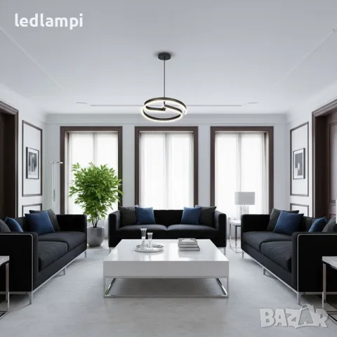 LED Полилей 25W Дизайн Черно Тяло Неутрално Бяла Светлина, снимка 7 - Полилеи - 24888324