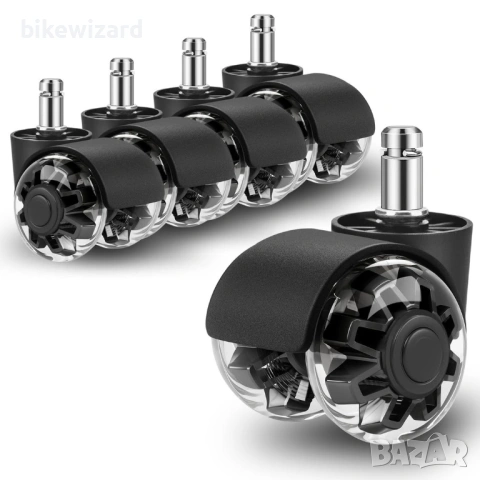 Комплект от 5 резервни колелца за офис столове за твърди подове  НОВИ