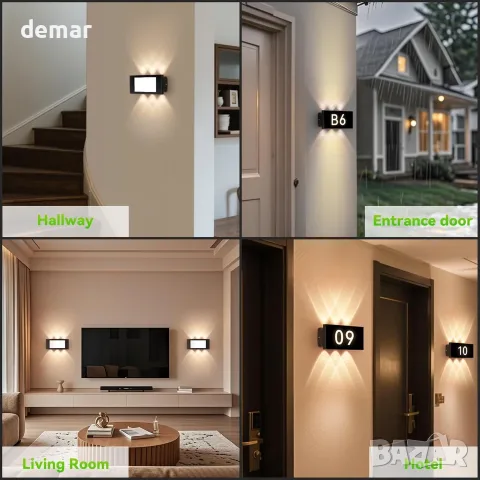 Смарт/LED стенна лампа за външен монтаж с табло с номера и IP66, Easy DIY, снимка 5 - Външни лампи - 55507323