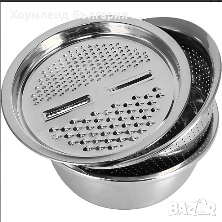 Неръждаема купа с ренде и гевгир 3в1, снимка 6 - Съдове за готвене - 54356787