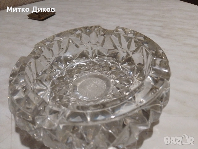 Чешки пепелник оловен кристал нов 1085 грама фи 160 мм Н-48 мм, снимка 2 - Други - 55190555