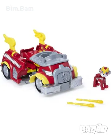 Paw Patrol Marshall's Powered Up Firetruck / Пес Патрул - Маршал, снимка 3 - Коли, камиони, мотори, писти - 55432179