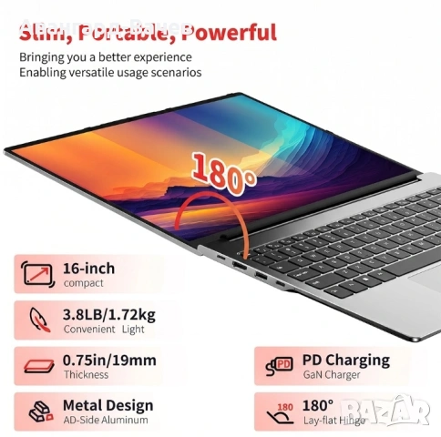 Лаптоп 16инча, 16Gb, 512 SSD, снимка 7 - Лаптопи за игри - 55117154