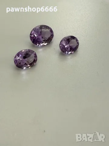 Лот естествени фасетирани аметисти – 7.85 ct (3 броя) – отлична шлифовка, снимка 3 - Бижутерийни комплекти - 55482883