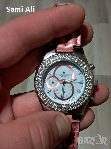 Нов дамски часовник Madison New York с кристали – Розов