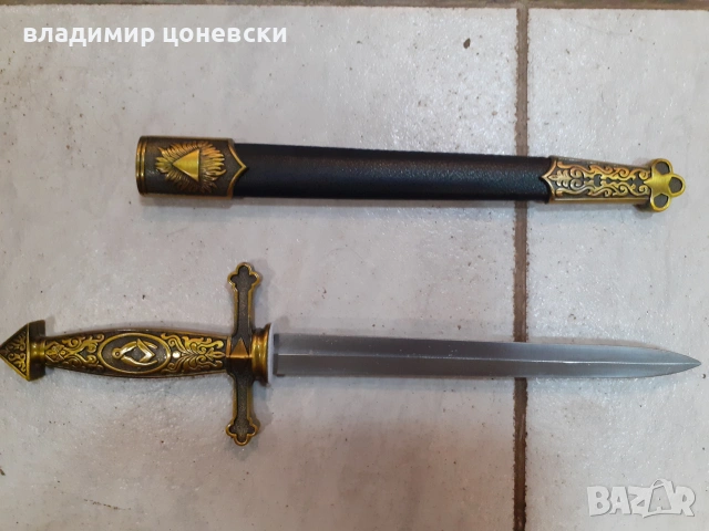 Масонски кортик,нож,кинжал,сабя,острие от стомана,кания обвита с кожа, снимка 3 - Колекции - 55000300
