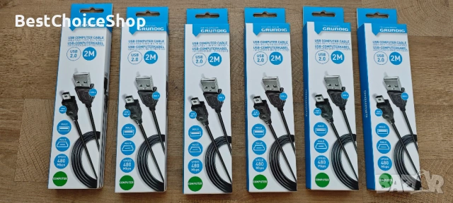 кабел за данни Grundig USB-A към USB-B , дълъг 2 метра, снимка 3 - Кабели и адаптери - 54905504