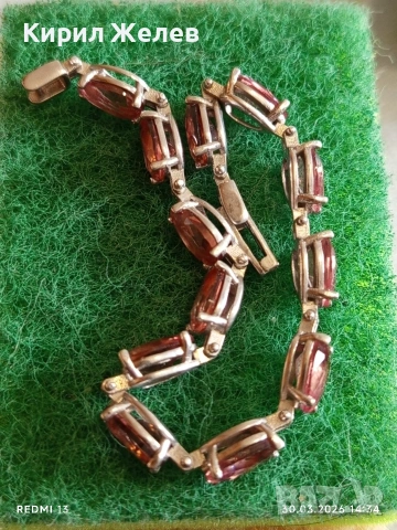 Модерна сребърна гривна с камъни ОЛИВИН много красива перфектно състояние 54200