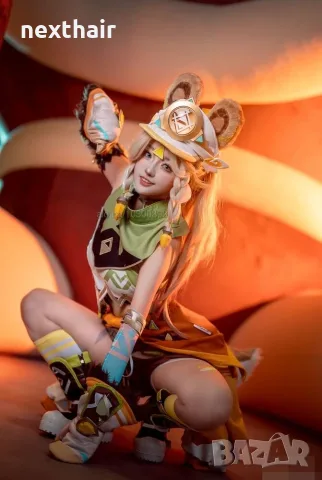Аниме висококачествена перука Genshin Impact Kachina Cosplay, снимка 4 - Аксесоари за коса - 55600744