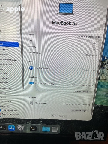 13" M1 Macbook Air A2337 (2020) Space Gray