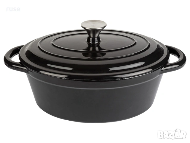 НОВИ! Чугунена овална тенджера бретер 4.7л емайлирана 37см