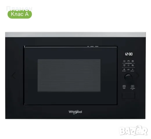 Whirlpool WMF250G микровълнова за вграждане фурна , цифров дисплей 25L 900W Грил Черно стъкло Нова