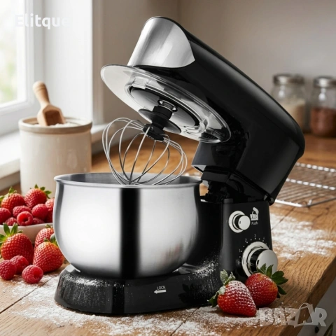 Мощен планетарен миксер 1200W с 6 скорости и неръждаема купа – готви като професионалист у дома