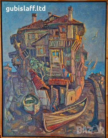 Картина "Созопол", худ. Г. Паунов - Паунец, 1982 г.