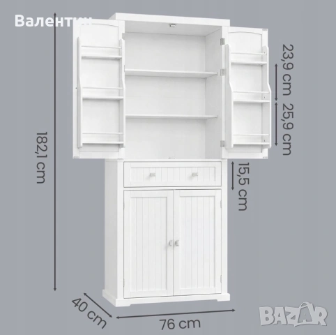 Висок шкаф с рафтове  VASAGLE, снимка 7 - Шкафове - 55046913