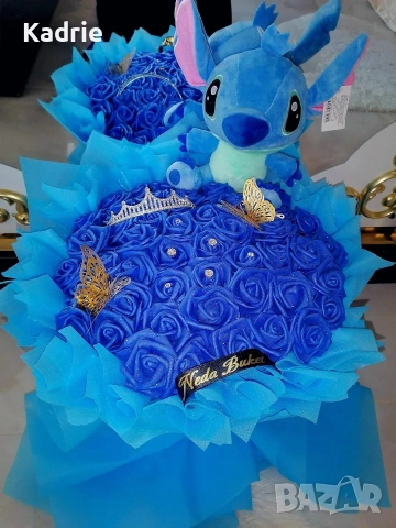 вечен букет 51🌹стич 💙👑