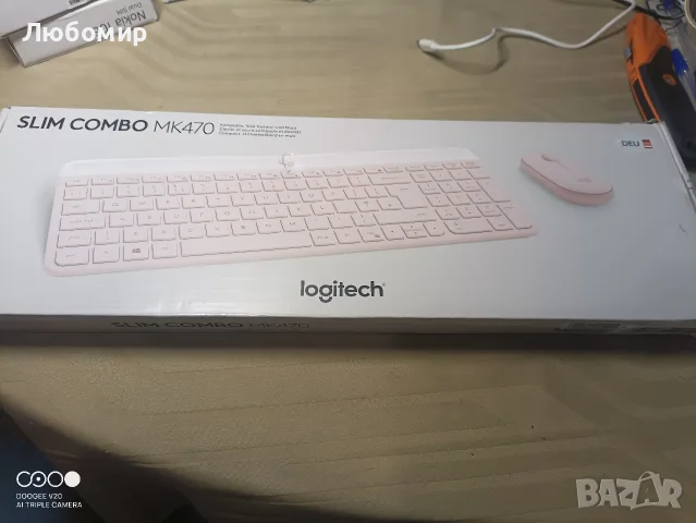 Комплект клавиатура и мишка Logitech MK470 Slim Combo, безжичен, розов, мини, снимка 4 - Клавиатури и мишки - 55546257