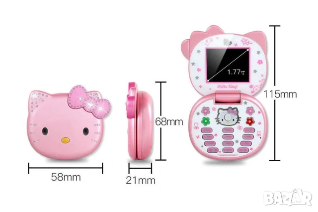 Hello Kitty Розов Телефон за Момиче, Камера, Подарък, с локация, детски телефон с капаче, за дете, снимка 9 - Други - 55012042