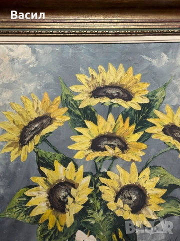Картина масло със сланчогледи, снимка 7 - Картини - 54230363