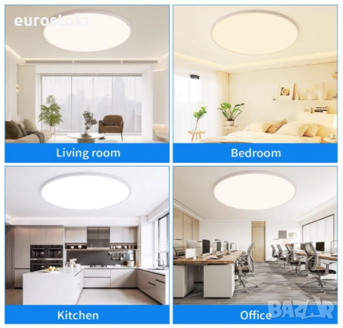 LED таванна лампа MOONSEA 80W, 80 см, голяма плоска димируема LED плафониера с дистанционно управлен, снимка 4 - Лампи за таван - 54742629