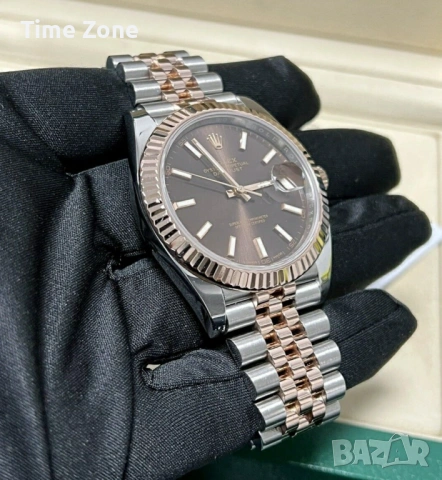 Rolex Datejust 41mm Two Tone Rose Gold Chocolate Automatic Мъжки / Унисекс Различни Варианти, снимка 7 - Мъжки - 54047827