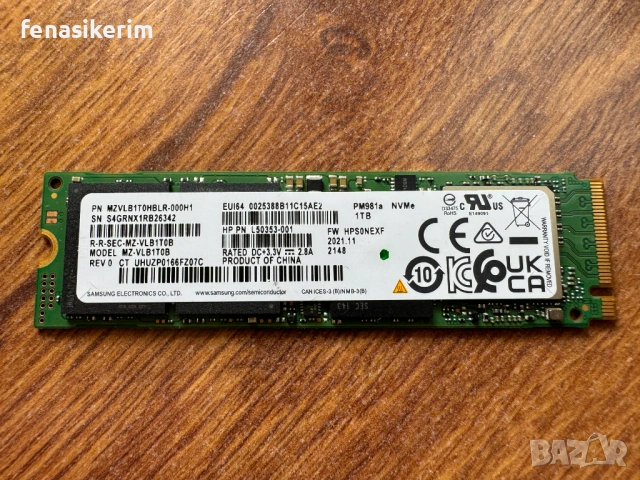 НОВО 100% Health Samsung PM981a 1000GB 1TB SSD NVMe 2280 Gen 3 x4 PCIe