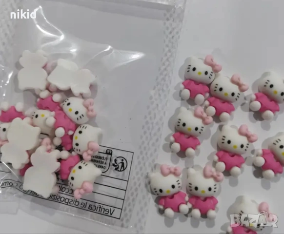 Коте Кити Hello Kitty малка фигурка акрил пластмасова нокти маникюр ръчна изработка, снимка 2 - Продукти за маникюр - 54673325