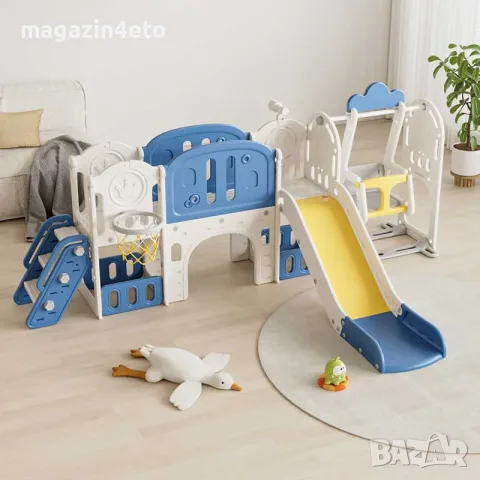 Детски приключенски център за игра 11 в 1 с пързалка, катерушка, люлка и баскет кош , снимка 2 - Детски люлки - 55702445