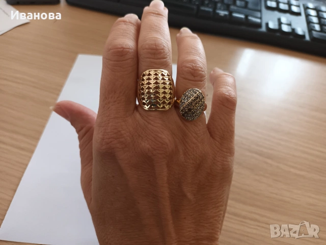 Златни руски обици и пръстен 14 к, снимка 14 - Обеци - 54064349