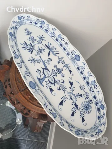 Meissen плато 60см-2,9кг/Син Лук/Майсен порцеланова чиния за сервиране