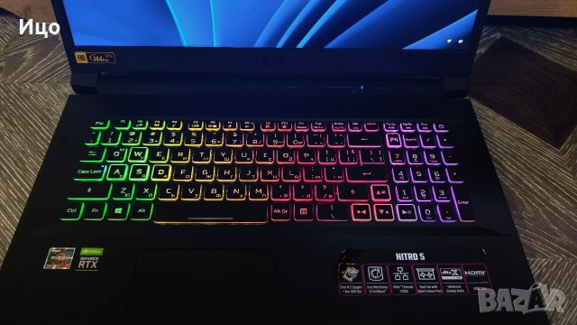 Acer NITRO 5 , 17.3 , 144hz 3ms , rtx 3070 , 32GB , nvidia amd ryzen, снимка 4 - Лаптопи за игри - 54438763