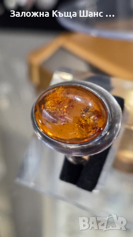 Стар сребърен пръстен 925 проба с естествен Балтийски кехлибар ., снимка 5 - Пръстени - 41521339