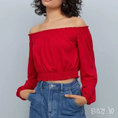 Червена блуза H&M, снимка 3 - Корсети, бюстиета, топове - 55358868
