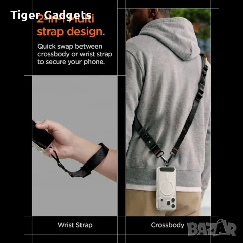 Универсална връзка за телефон Spigen DA30M Crossbody 2 в 1, Черна, снимка 8 - Калъфи, кейсове - 55577803