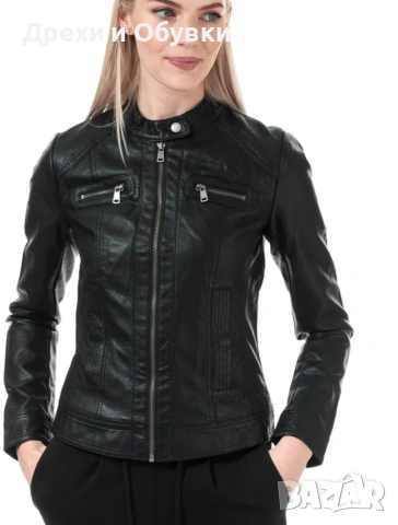Черно яке естествена кожа HEMA , снимка 15 - Якета - 54318002