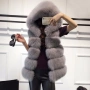 Дамски пухкав елек с качулка, снимка 4