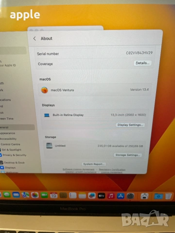 13" Core i5 MacBook Pro A1708 /Mid-2017/-i5/8GB RAM/256GB SSD, снимка 10 - Лаптопи за дома - 54807649