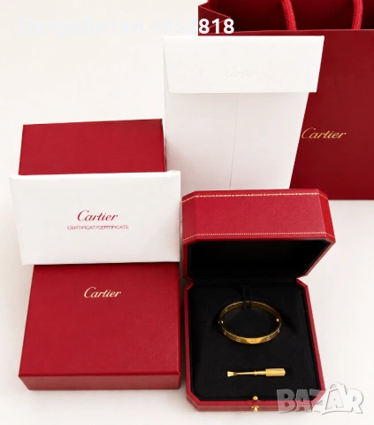 Гривна Cartier Love – Оригинална (размер 16), снимка 3 - Гривни - 54439644