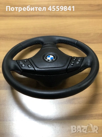 Спортен кожен мултифункционален волан за BMW Е46 с М шевове., снимка 3 - Части - 54873116