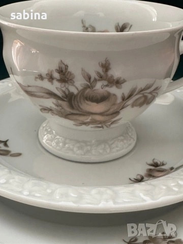 Rosenthal Maria - 6 броя троен сет с декор  „Sepia rose”, снимка 3 - Сервизи - 54859197