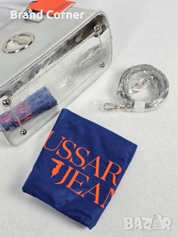 Нова дамска чанта Trussardi Jeans – сребриста, с етикет и сертификат, снимка 5 - Чанти - 54410059