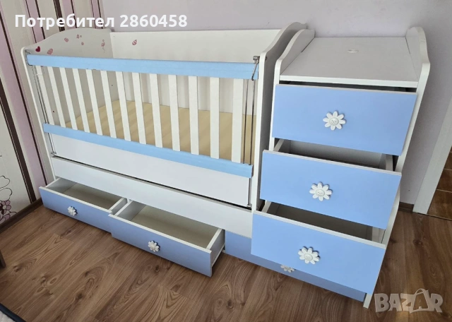 Детска кошара с функция люлка, снимка 2 - Кошарки - 54659075