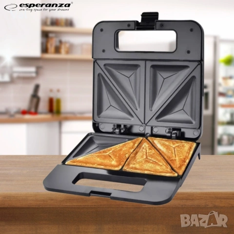 Тостер-сандвич Esperanza Parmigiano, 1000W, триъгълник, 2 ГОДИНИ ГАРАНЦИЯ, снимка 8 - Тостери - 54814197