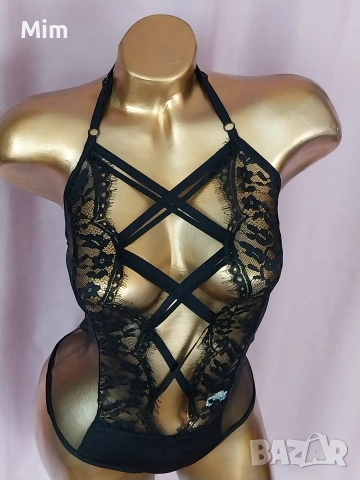S Черно дантелено боди , снимка 6 - Бельо - 54249121