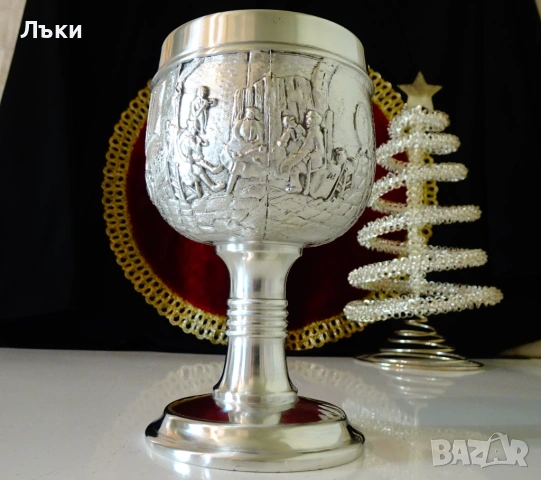 Калаен бокал,чаша за вино Сватосване,калаена сватба. , снимка 3 - Антикварни и старинни предмети - 54802505