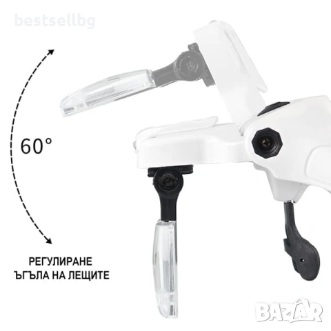 Професионална акумулаторна лупа за глава с LED осветление 5 лещи за четене шиене бродиране гоблени, снимка 10 - Други инструменти - 54110062