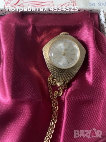 🕰️ Дамски часовник-висулка Ingersoll Pendant 3281 (1967 г.) с оригинални документи!, снимка 2 - Антикварни и старинни предмети - 54170790