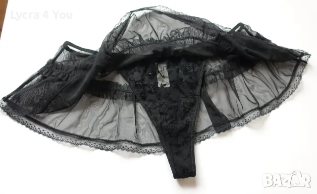 C&A Lingerie черна ефирна тюлена мини пола с вградени прашки, снимка 4 - Бельо - 55418231