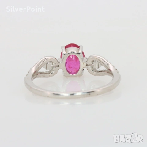 Сребърен пръстен с Рубин VIVID RED и сертификат , снимка 4 - Пръстени - 54233661