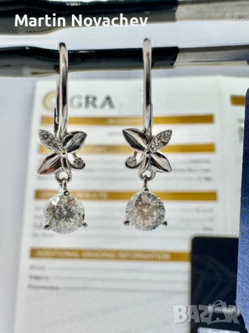 Сребърни обеци с мойсанит (Диамант) 0.5 карата, снимка 13 - Обеци - 54243312
